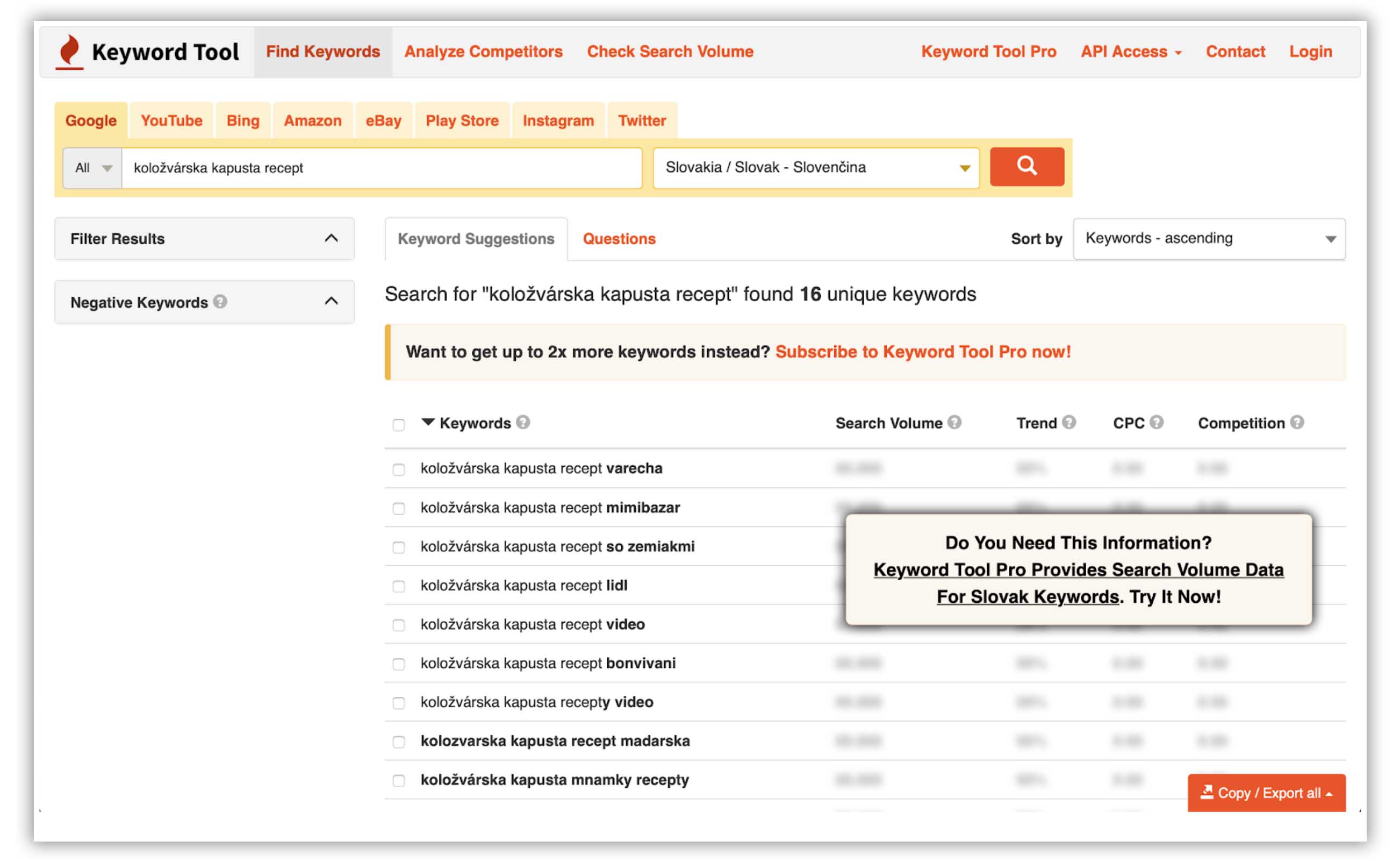 keyword tool